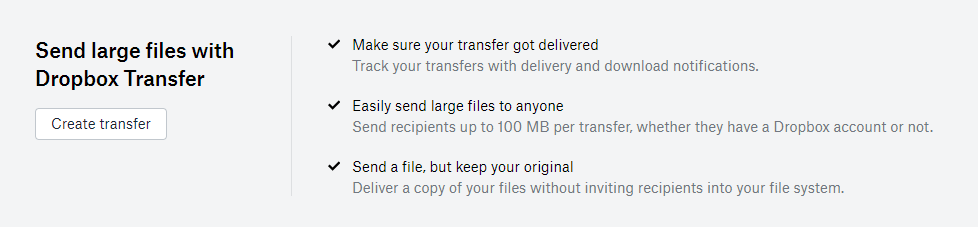 what is dropbox transfer