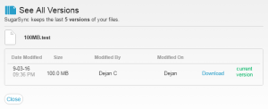 SugarSync File Versioning