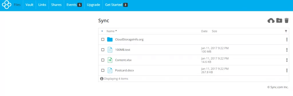 Sync.com vs pCloud Sync.com Interface