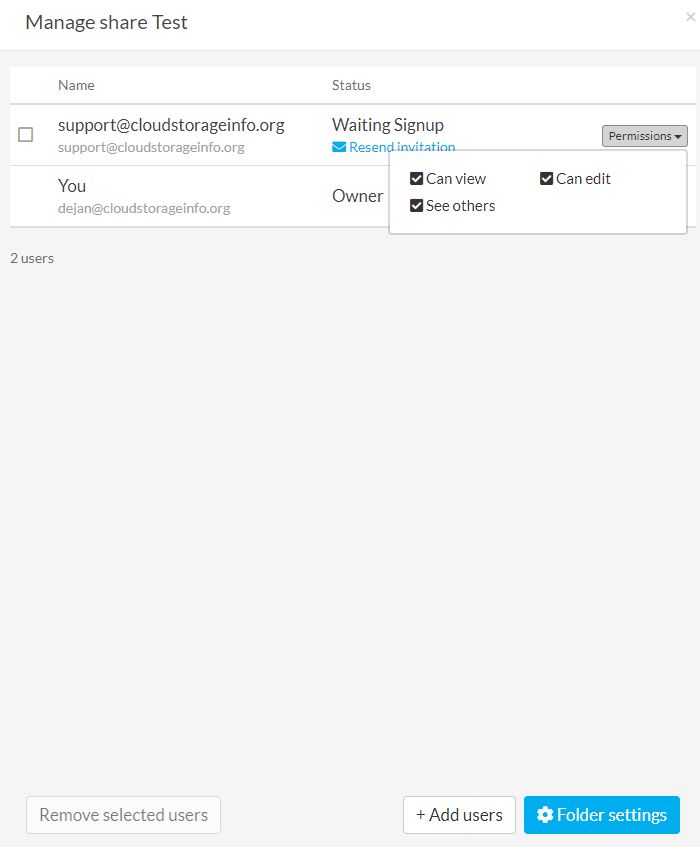 Sync.com Business Sharing Settings