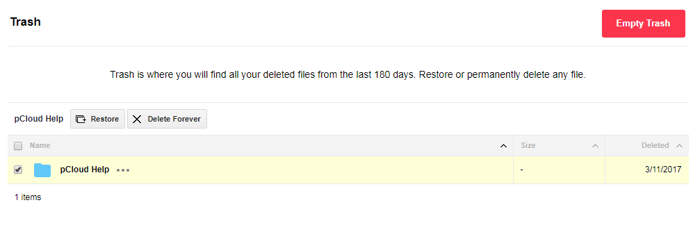 How To Use pCloud Trash
