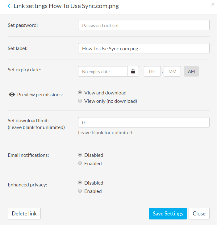 Sync.com Review Advanced Sharing