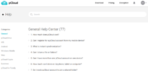 pCloud FAQ Support