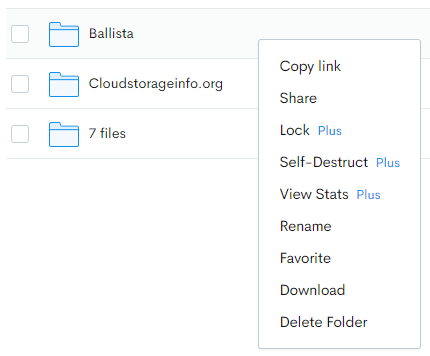 JumpShare Review Folder Options