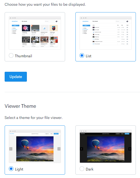 JumpShare Review Theme Interface