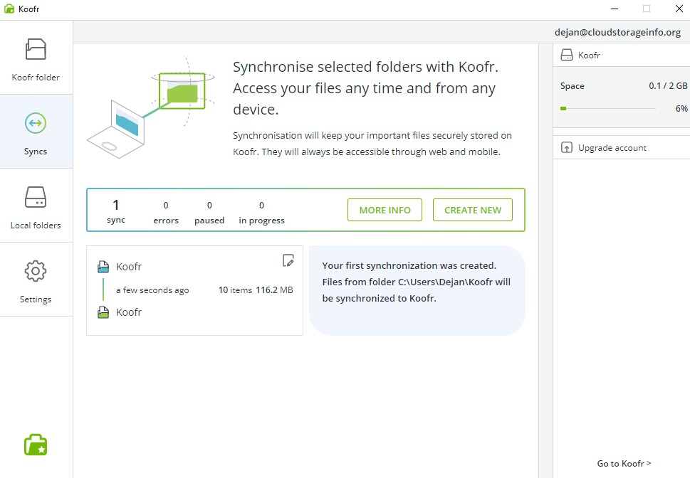 Koofr Review Desktop client