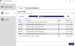 SecureSafe Review Desktop client activity