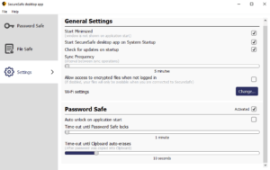 SecureSafe Review Desktop client settings