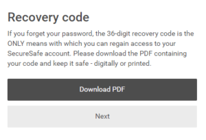 SecureSafe Review Recovery Code