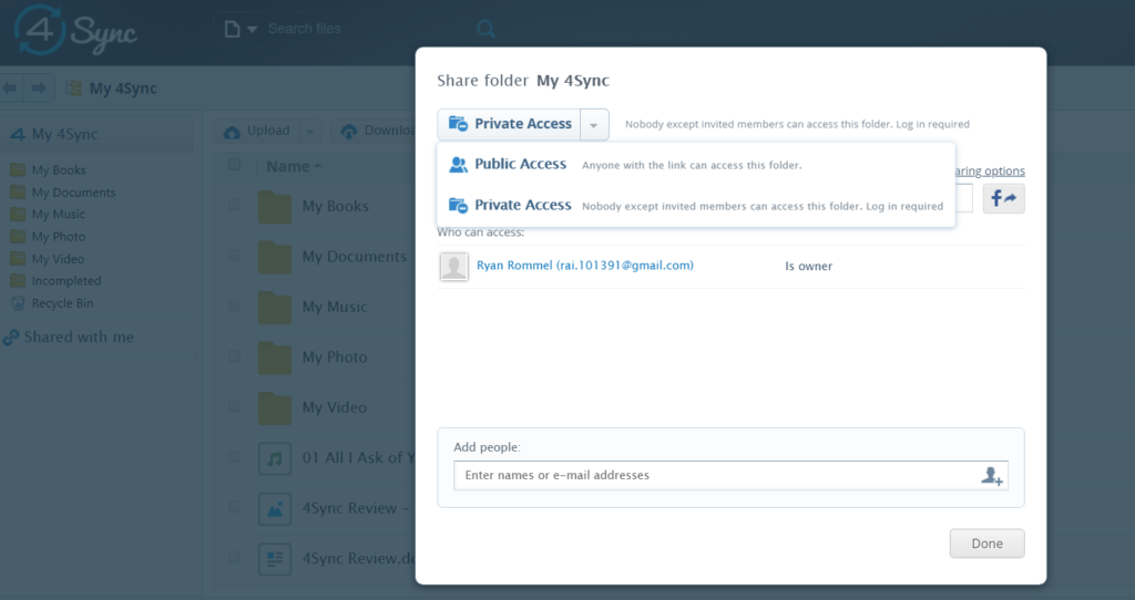 4Sync Review - Sharing Option 1