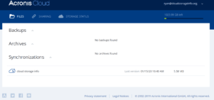 Acronis True Image Review - Acronis Cloud Dashboard