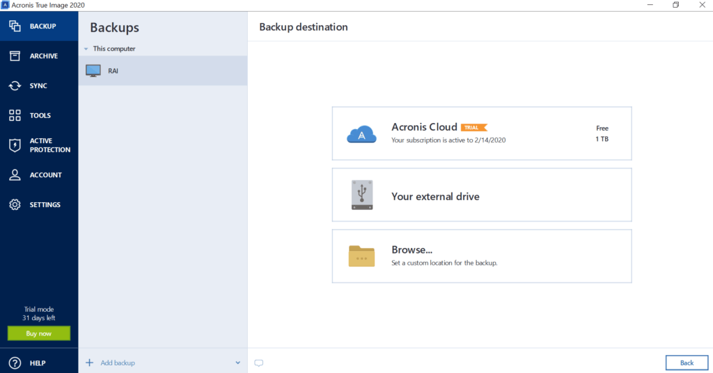 acronis true image 2020 cloud backup