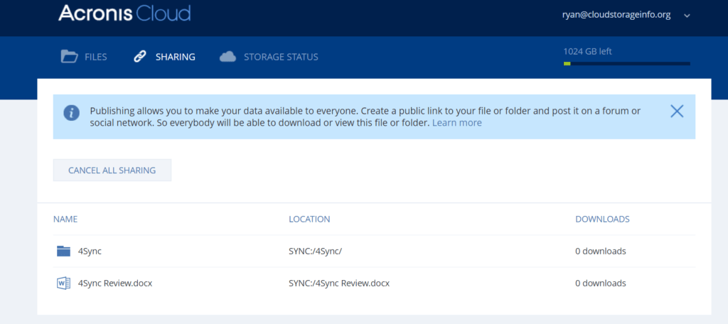 Acronis True Image Review - File Link Sharing