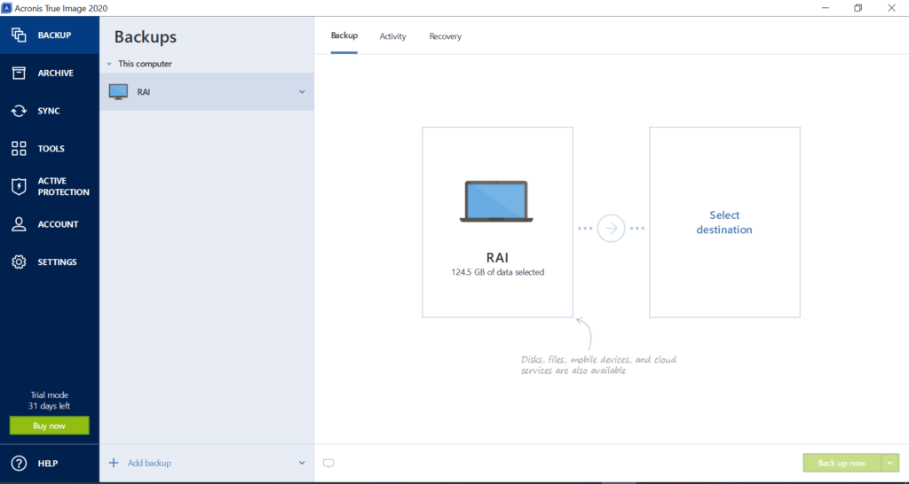 Acronis True Image Review - User Interface