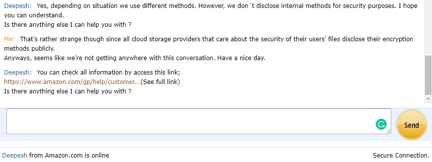 Amazon Drive Review Live chat 3