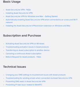 Avast SecureLine VPN - Support 1