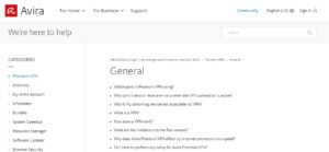 Avira Phantom VPN Review - Support 1