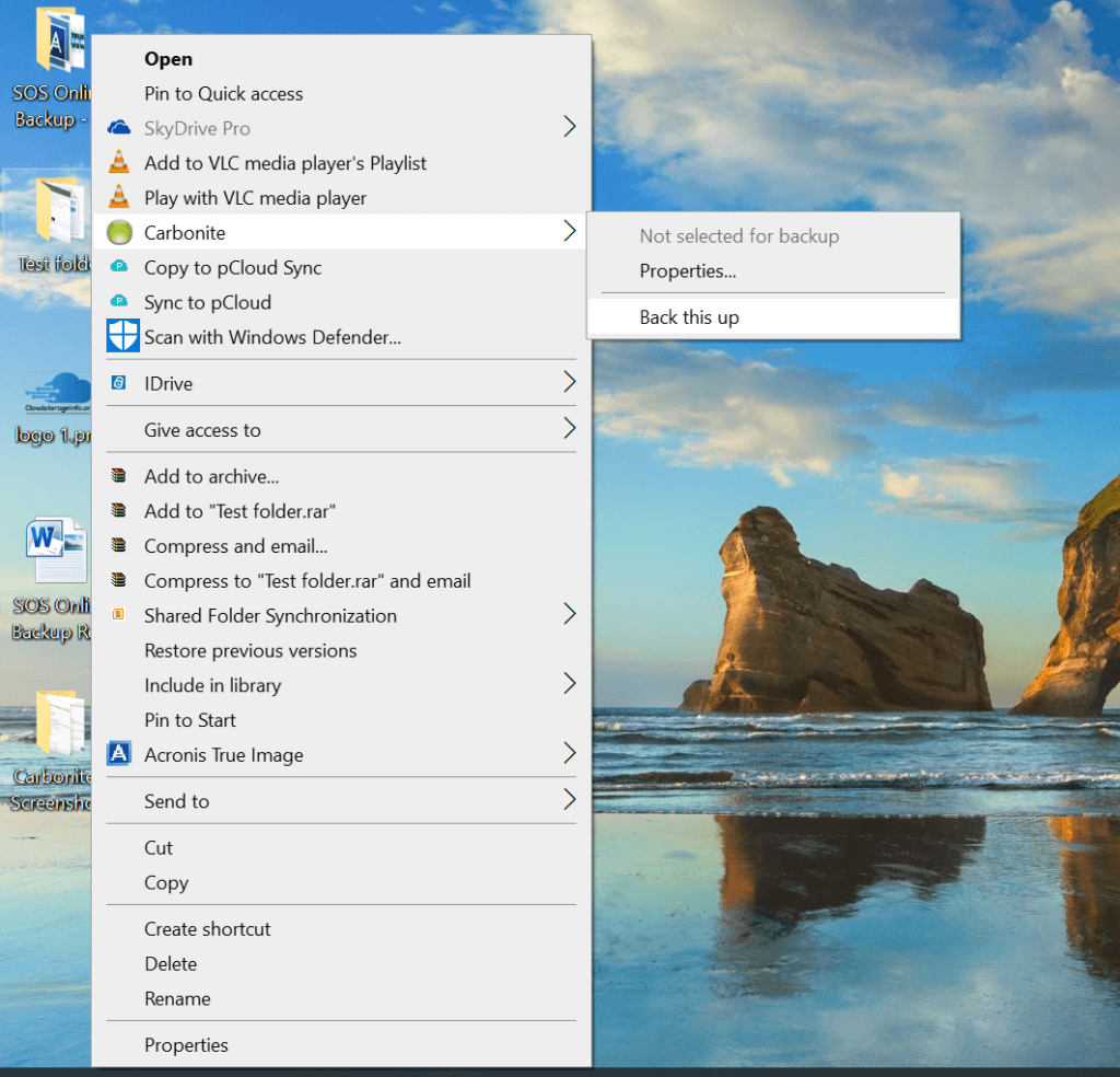 Carbonite Review - Backing Up Folder