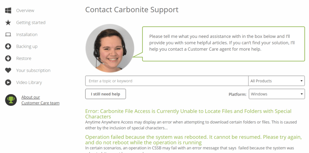 Carbonite Review - Support 2