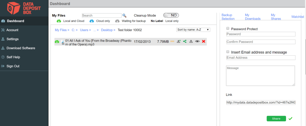 Data Deposit Box Review - Link Sharing