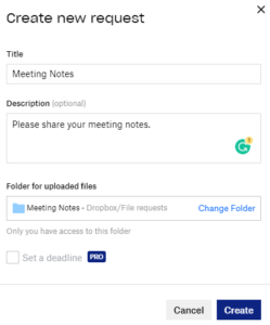 Dropbox Review Request Files