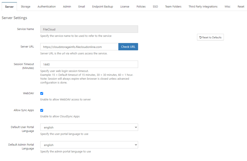 FileCloud Review Settings