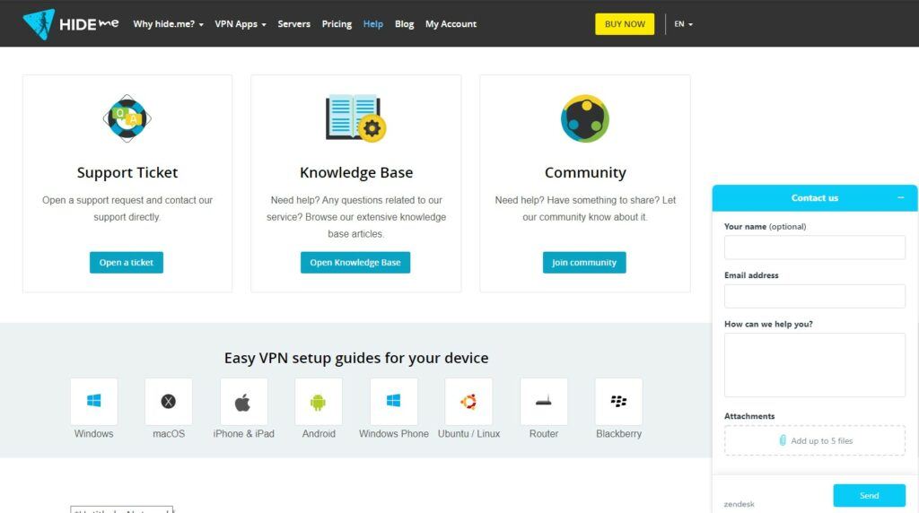 Hide.me VPN Review - Support 1