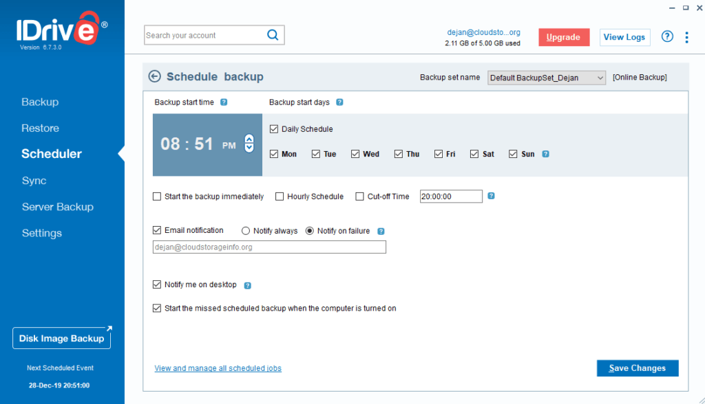 IDrive Review Schedule Backup