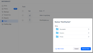 Internxt Review Restore a file