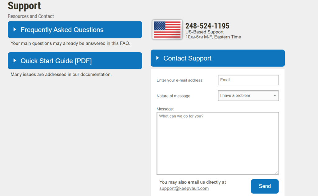 KeepVault Review - Online Support 1