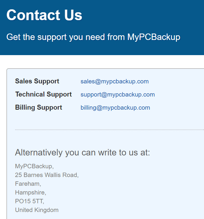 MyPCBackup Review - Support 2