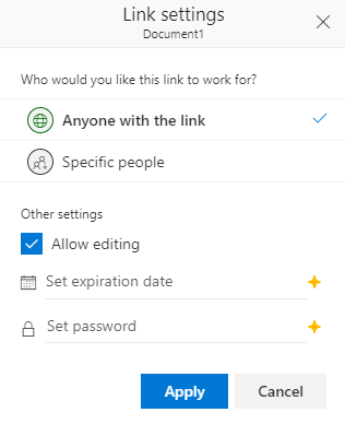 OneDrive Review Sharing Options