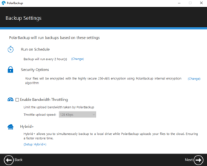Polar Backup Review Backup Settings