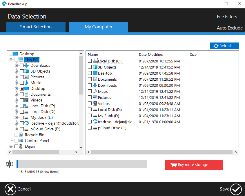 Polar Backup Review Data Selection