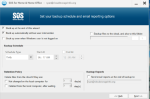 SOS Online Backup Review - Backup schedule