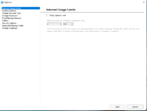 SOS Online Backup Review - Changing Internet Usage Limits
