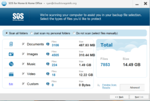 SOS Online Backup Review - Folder Scanning and Analysis