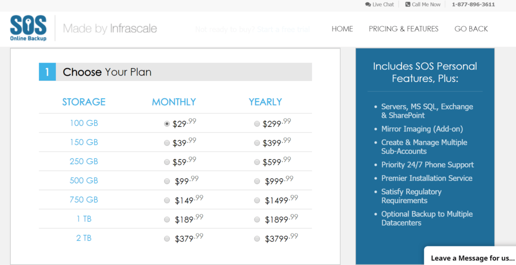 sos online backup pricing