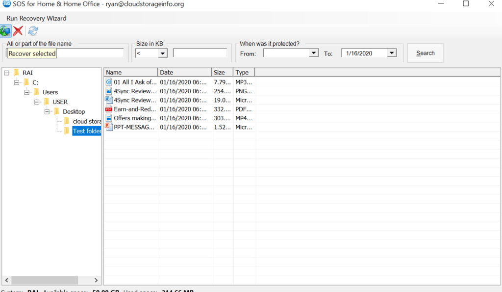 SOS Online Backup Review - Recovery Wizard