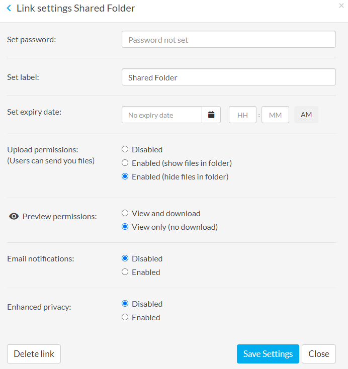 Sync.com Review Share folder permissions