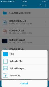 Sync.com app upload a file