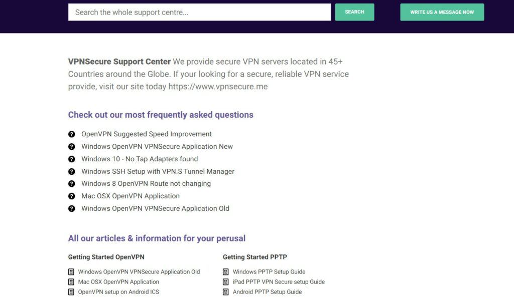 VPNSecure.me Review - Support 1