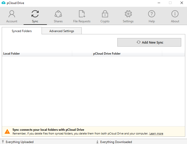 syncing files in pcloud drive to pc
